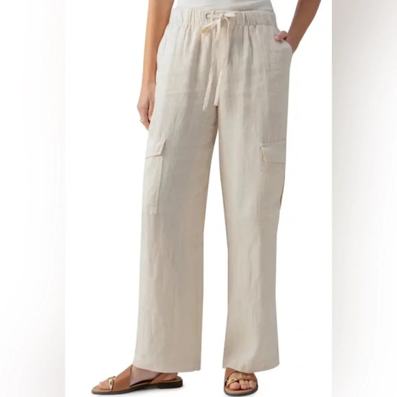 Sanctuary Relaxed Drawstring Cargo Pants in Cream Sz L #1482 - Picture 1 of 9